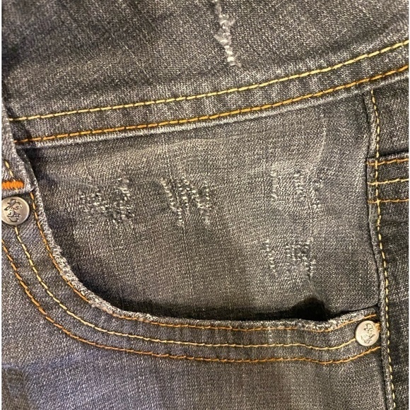 Paris Blue Distressed Ultra Mini Skirt Size 7 - Picture 7 of 13